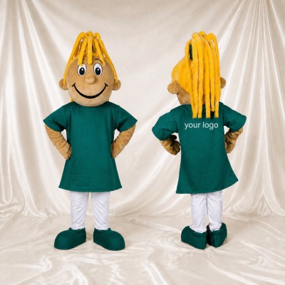 Yellow Cartoon Woman Mascot Costume Full Body for Adults School Events