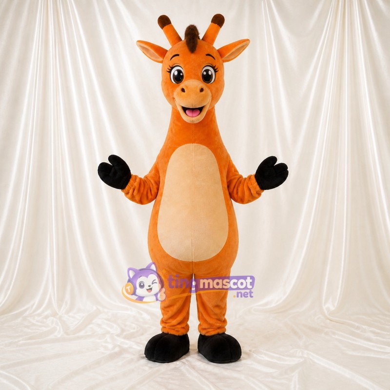 Orange Giraffe Mascot Costume Full Body for Adults School Events