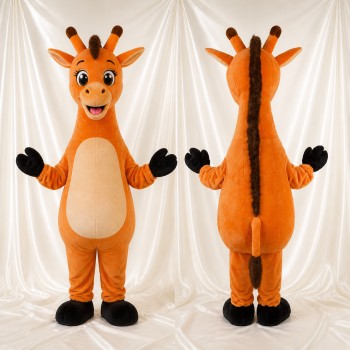 Orange Giraffe Mascot Costume Full Body for Adults School Events