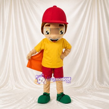 Garçon super héros Costume de mascotte intégral pour adultes Écoles