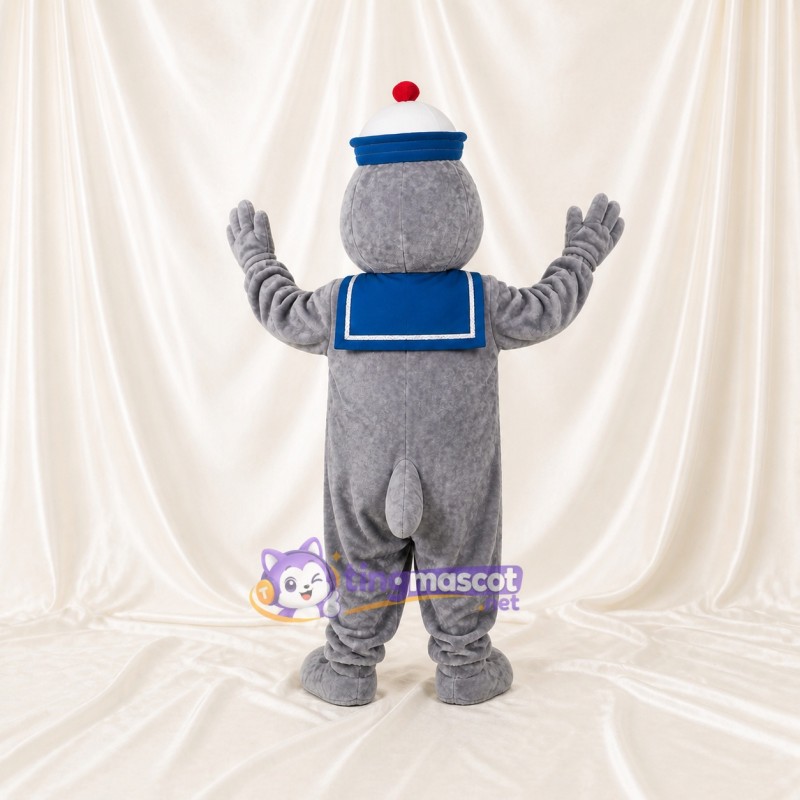 Gray Sailor Seal Mascot Costume Full Body for Adults Promotions