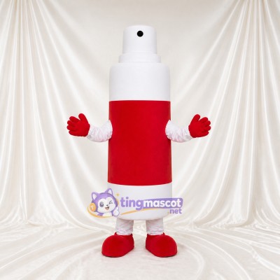 White White and Red Spray Bottle Mascot Costume Full Body for Adults Promotions