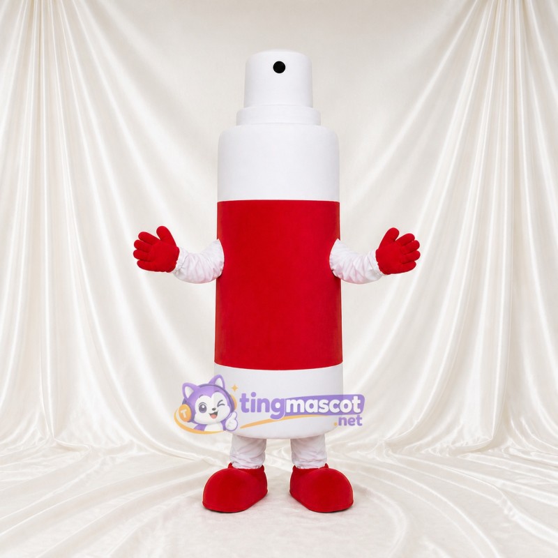 White White and Red Spray Bottle Mascot Costume Full Body for Adults Promotions
