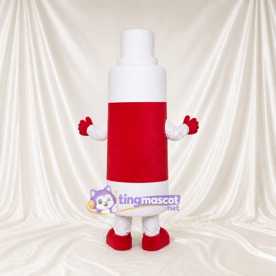 White White and Red Spray Bottle Mascot Costume Full Body for Adults Promotions
