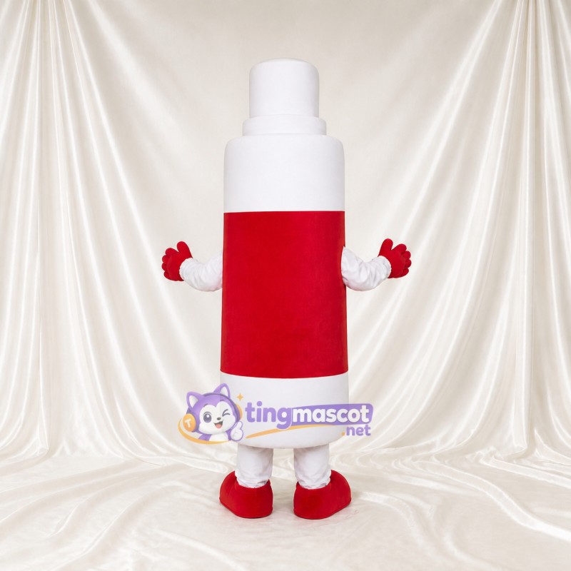 White White and Red Spray Bottle Mascot Costume Full Body for Adults Promotions