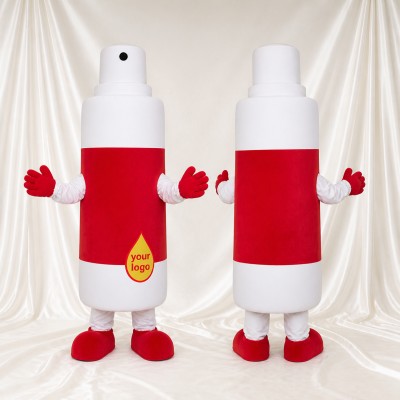 White White and Red Spray Bottle Mascot Costume Full Body for Adults Promotions