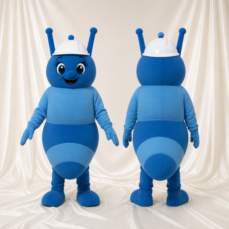 Blue Construction Ant Mascot Costume Full Body for Adults School Events