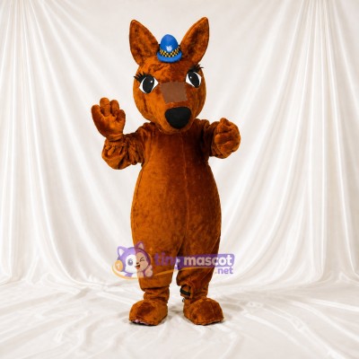 Brown Construction Kangaroo Mascot Costume Full Body for Adults School Events