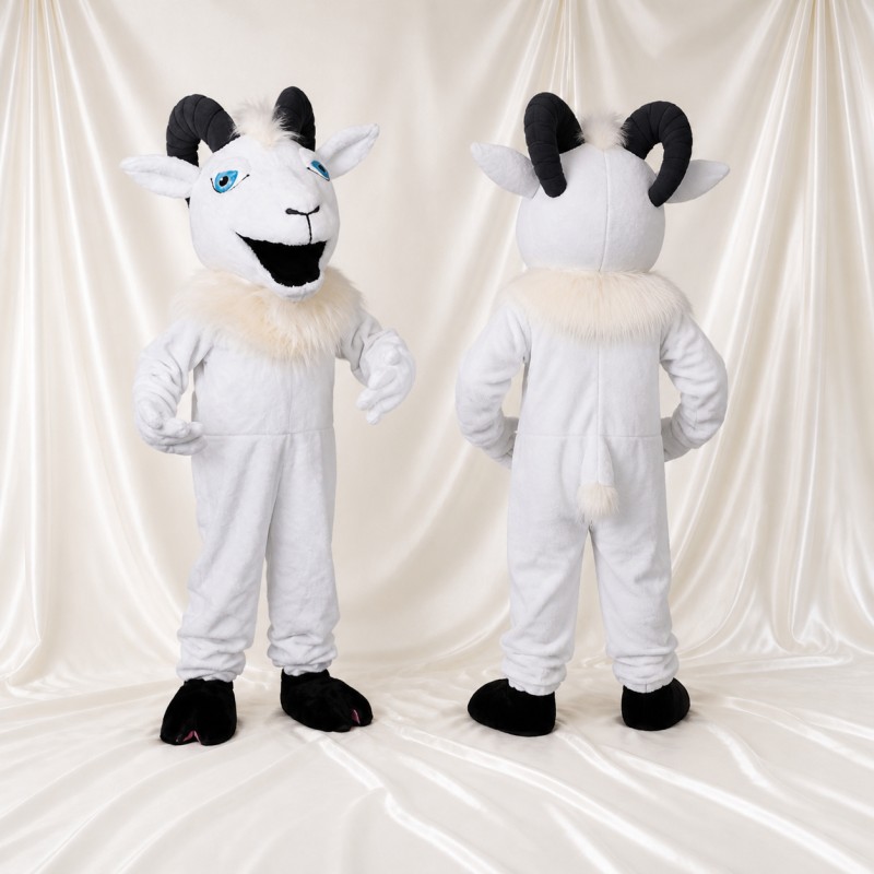 Bélier Blanc Costume de mascotte intégral pour adultes Événements scolaires
