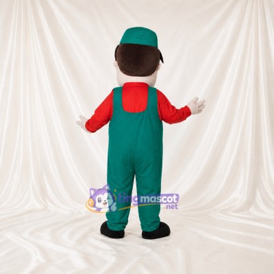 Garçon Ouvrier Vert Costume de mascotte intégral pour adultes Promotions