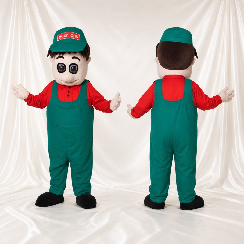Garçon Ouvrier Vert Costume de mascotte intégral pour adultes Promotions