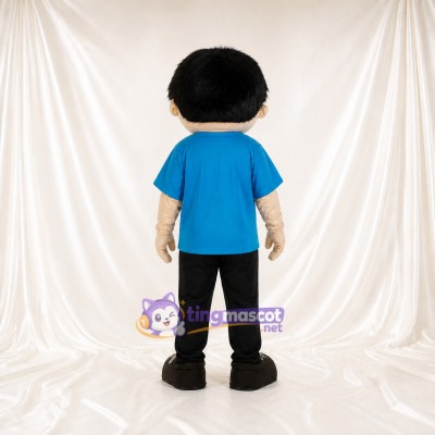 Blue Expressive Color Cartoon Boy Mascot Costume Full Body for Adults Schools