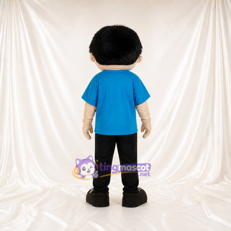Blue Expressive Color Cartoon Boy Mascot Costume Full Body for Adults Schools