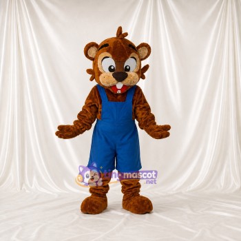 Brown Beaver Worker Mascot Costume Full Body for Adults Promotions