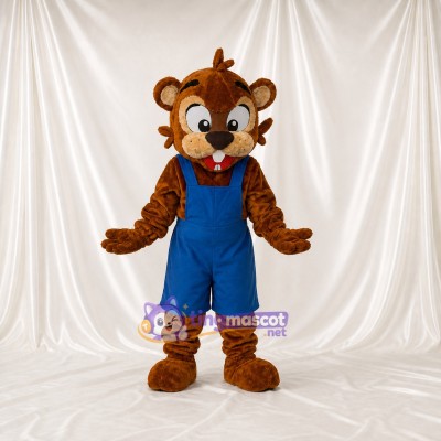 Brown Beaver Worker Mascot Costume Full Body for Adults Promotions