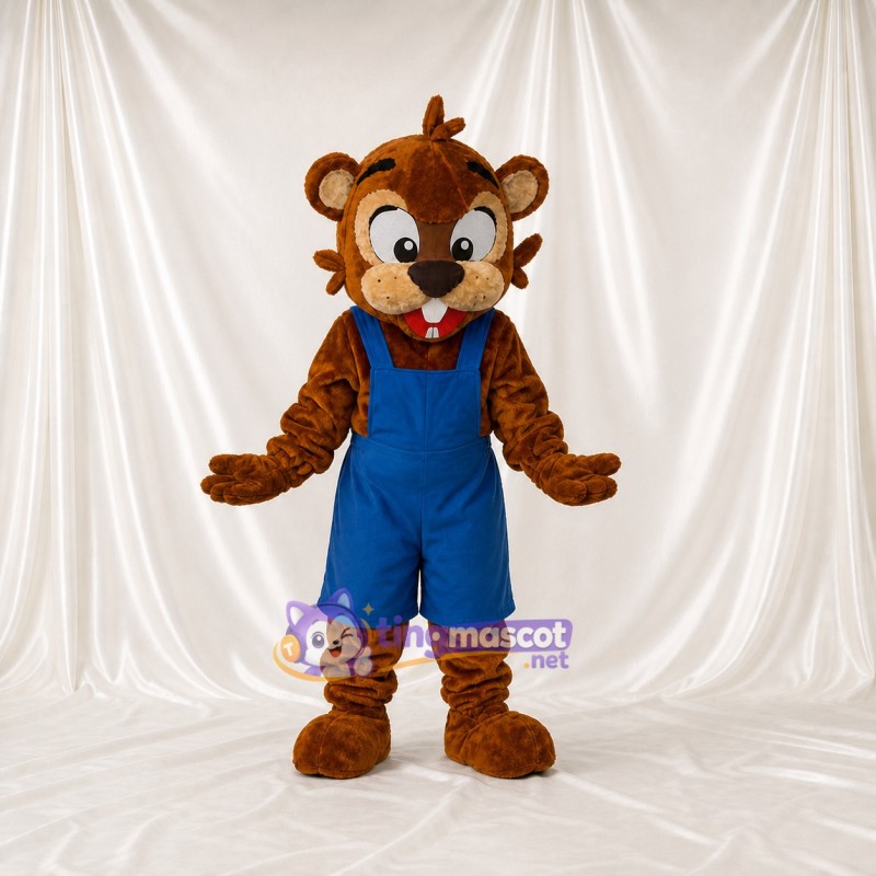 Brown Beaver Worker Mascot Costume Full Body for Adults Promotions