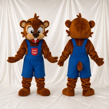 Brown Beaver Worker Mascot Costume Full Body for Adults Promotions