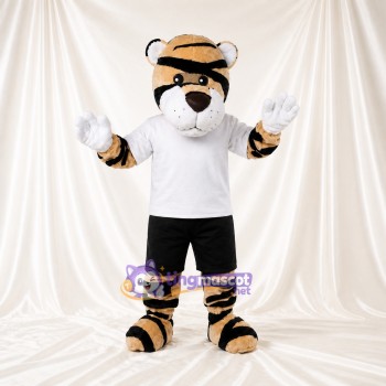 Tigre athlète en uniforme d'équipe blanc Costume de mascotte intégral pour adultes Sports