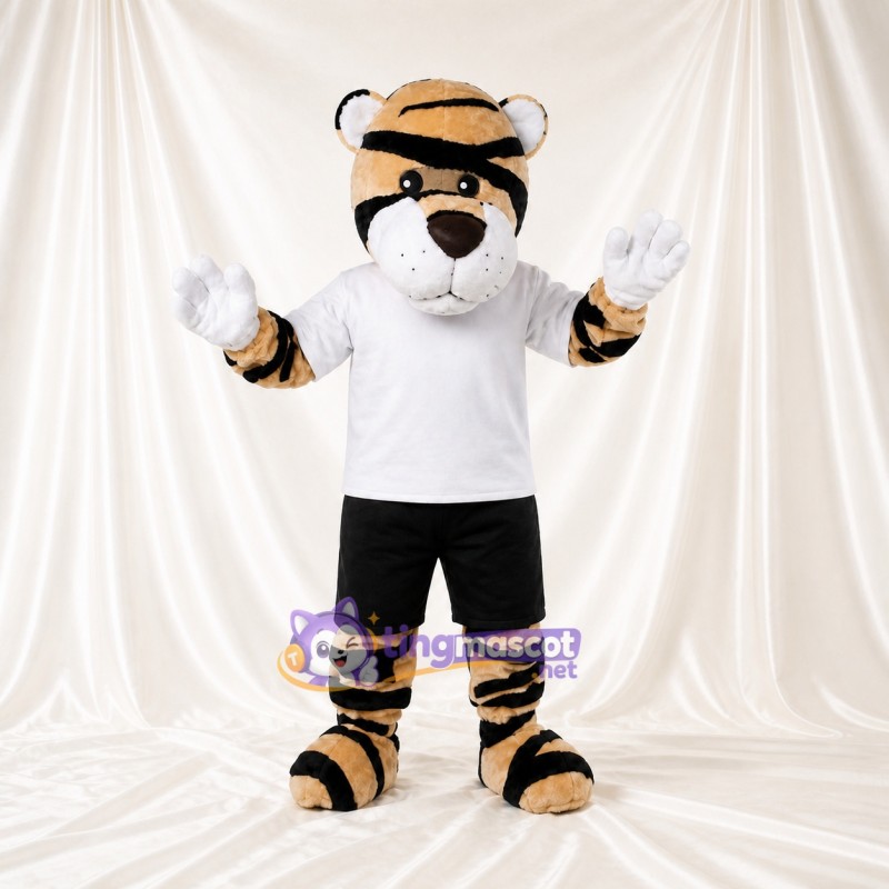 Tigre athlète en uniforme d'équipe blanc Costume de mascotte intégral pour adultes Sports