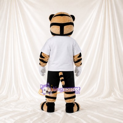 Tigre athlète en uniforme d'équipe blanc Costume de mascotte intégral pour adultes Sports