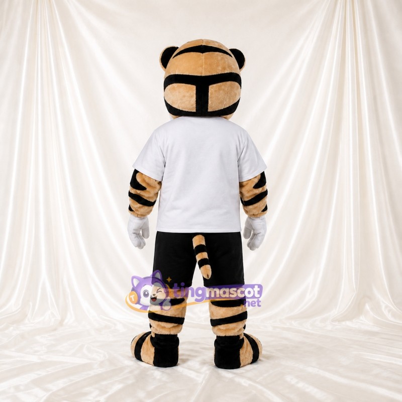 Tigre athlète en uniforme d'équipe blanc Costume de mascotte intégral pour adultes Sports