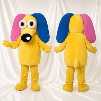 Chien de construction jaune Costume de mascotte intégral pour adultes Événements scolaires