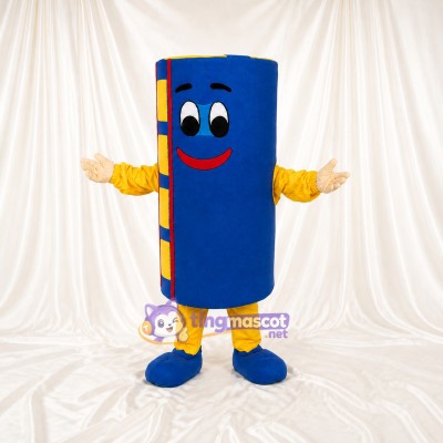 Blue Front Bold Cylinder Mascot Costume Full Body for Adults Promotions