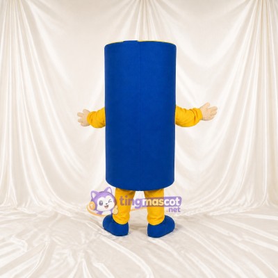 Blue Front Bold Cylinder Mascot Costume Full Body for Adults Promotions