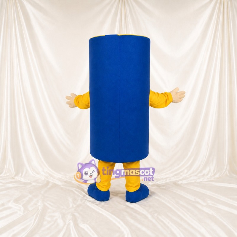 Blue Front Bold Cylinder Mascot Costume Full Body for Adults Promotions