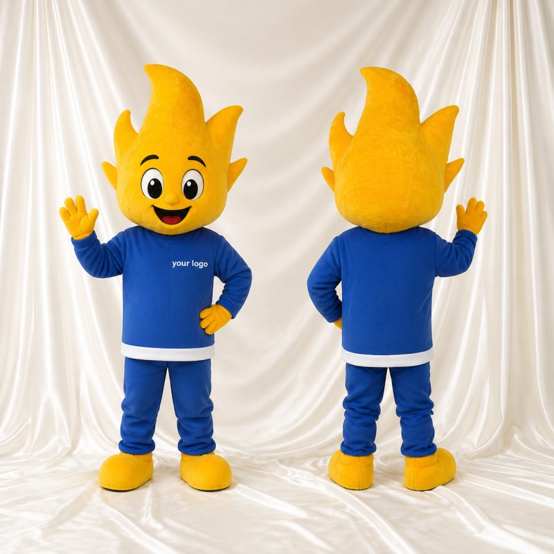 Flame Boy Mascot Costume Full Body for Adults School Events
