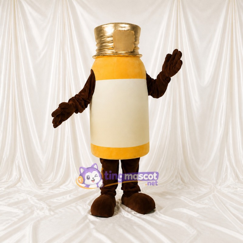Yellow Front Bold Medicine Bottle Mascot Costume Full Body for Adults Promotions