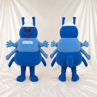 Blue and White Ant Mascot Costume Full Body for Adults School Events