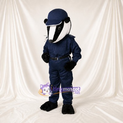 Blaireau Policier Bleu Marine Costume de mascotte intégral pour adultes Promotions
