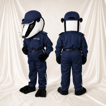 Blaireau Policier Bleu Marine Costume de mascotte intégral pour adultes Promotions