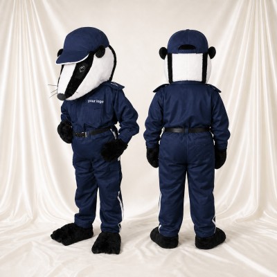 Blaireau Policier Bleu Marine Costume de mascotte intégral pour adultes Promotions
