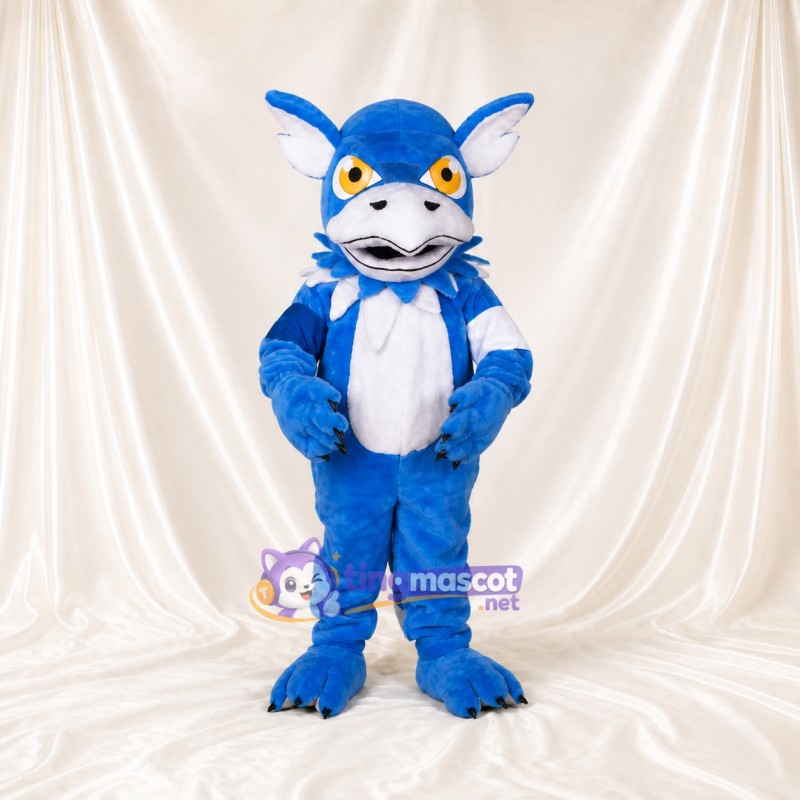 Blue Construction Dragon Mascot Costume Full Body for Adults School Events