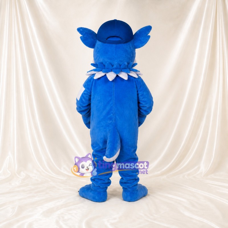 Blue Construction Dragon Mascot Costume Full Body for Adults School Events