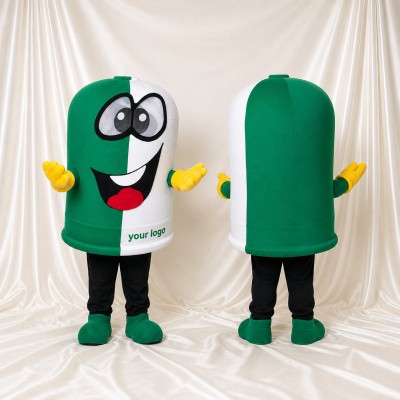 Green Capsule Character Mascot Costume Full Body for Adults Promotions