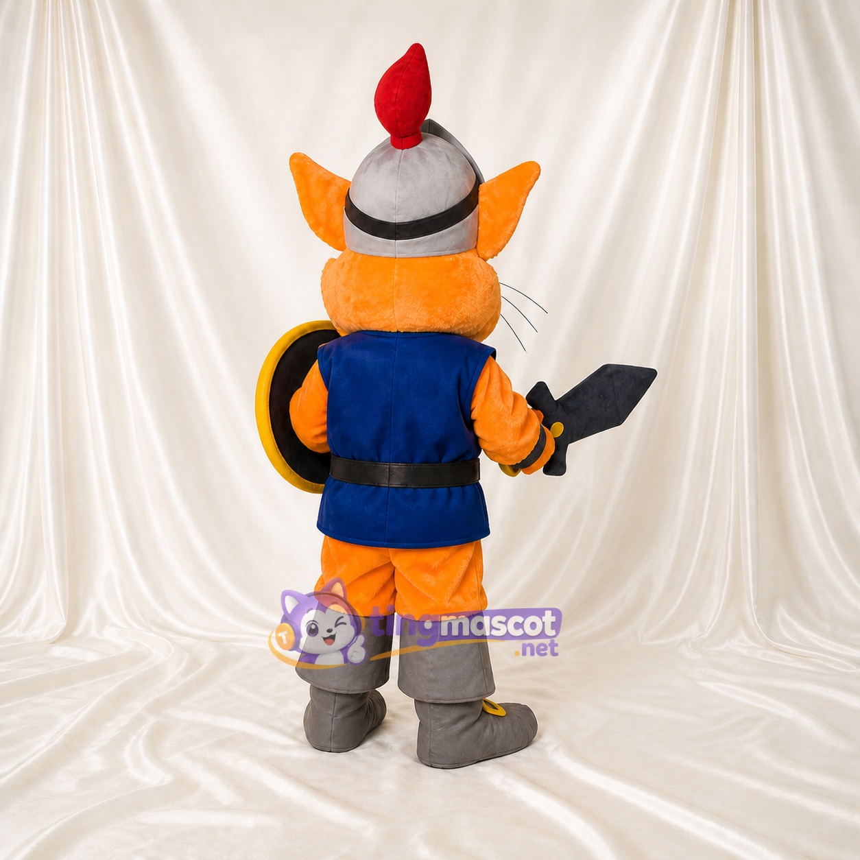 Chat Orange Chevalier Costume de mascotte intégral pour adultes Événements scolaires Chat Orange Chevalier Costume de mascotte intégral pour adultes Événements scolaires