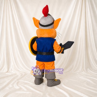 Orange Cat Knight Mascot Costume Full Body for Adults School Events