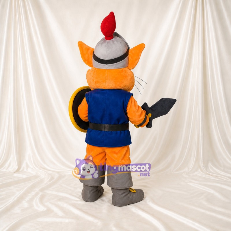 Orange Cat Knight Mascot Costume Full Body for Adults School Events