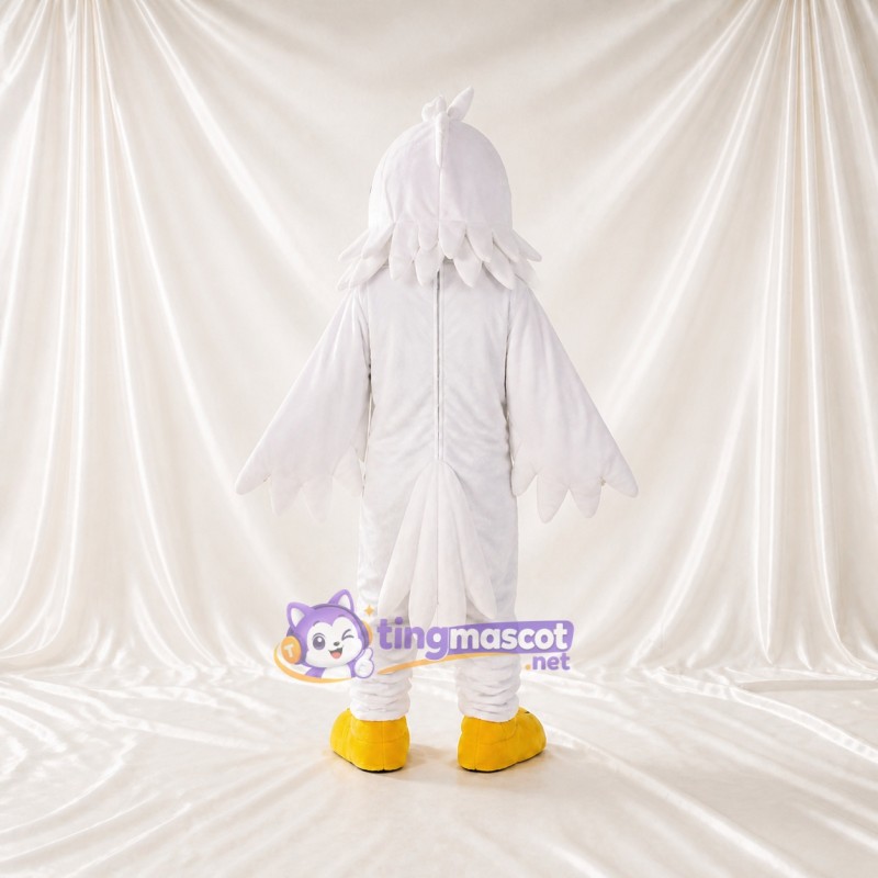 White Construction Eagle Mascot Costume Full Body for Adults School Events