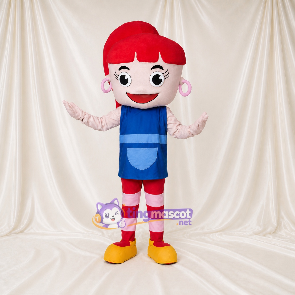 Red Cartoon Girl Mascot Costume Full Body for Adults School Events Red Cartoon Girl Mascot Costume Full Body for Adults School Events