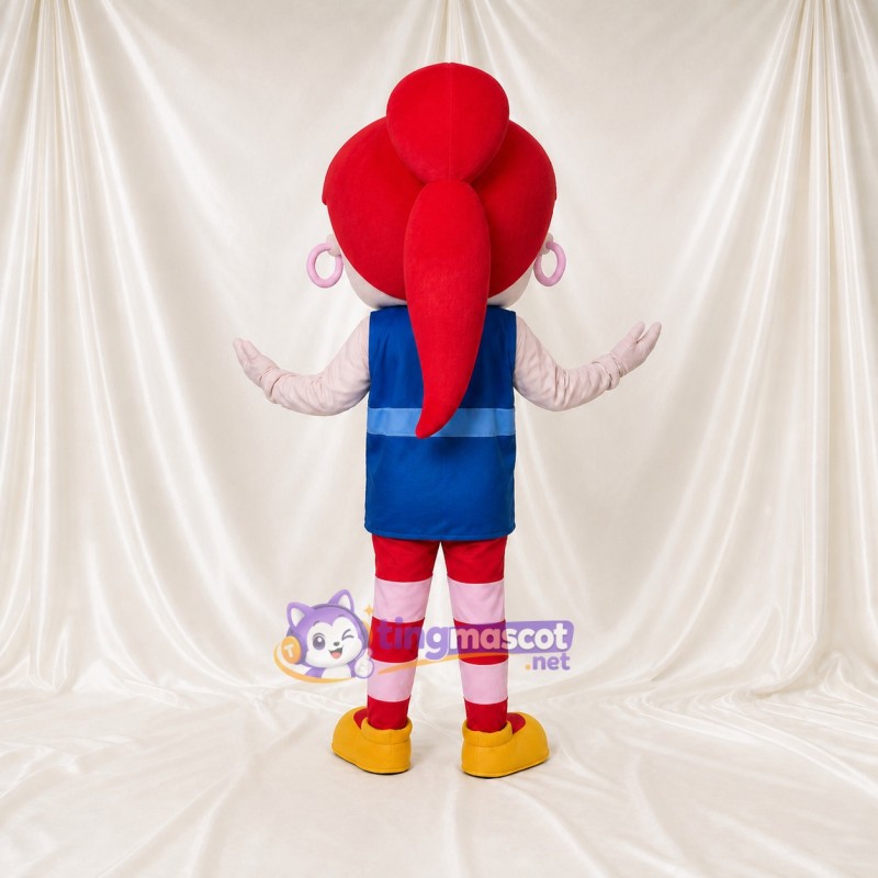 Red Cartoon Girl Mascot Costume Full Body for Adults School Events