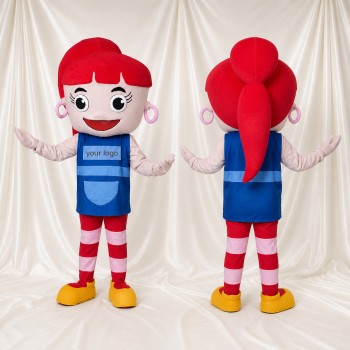 Fille Dessin Animé Rouge Costume de mascotte intégral pour adultes Événements scolaires