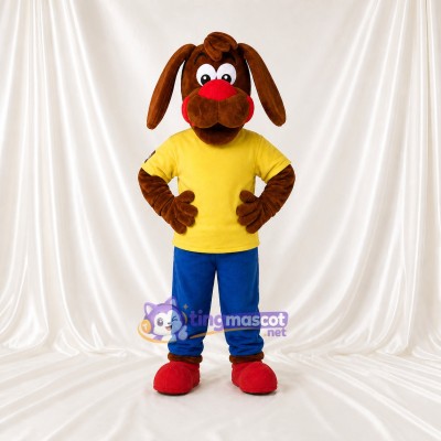 Brown and Yellow Dog Mascot Costume Full Body for Adults School Events