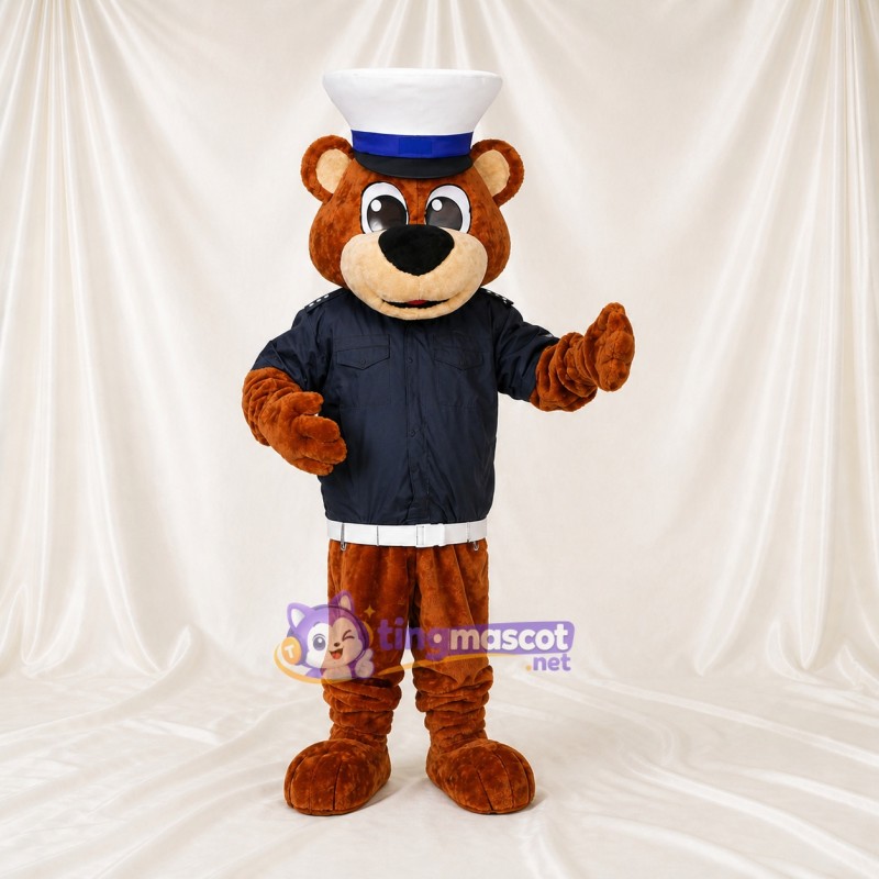 Brown Sailor Bear Mascot Costume Full Body for Adults Promotions