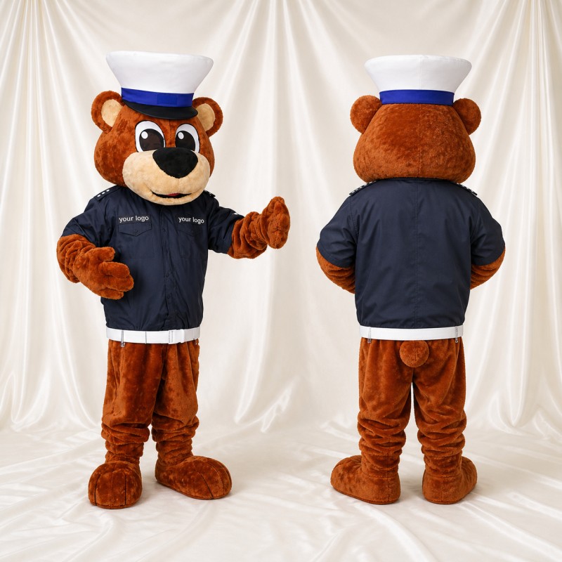 Brown Sailor Bear Mascot Costume Full Body for Adults Promotions