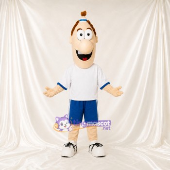 Garçon Dessin Animé aux Couleurs Expressives Blanches Costume de mascotte intégral pour adultes Écoles