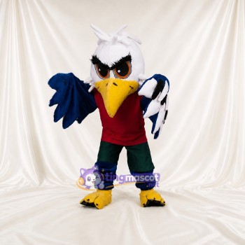 Aigle Blanc et Bleu Athlète Costume de mascotte intégral pour adultes Événements sportifs